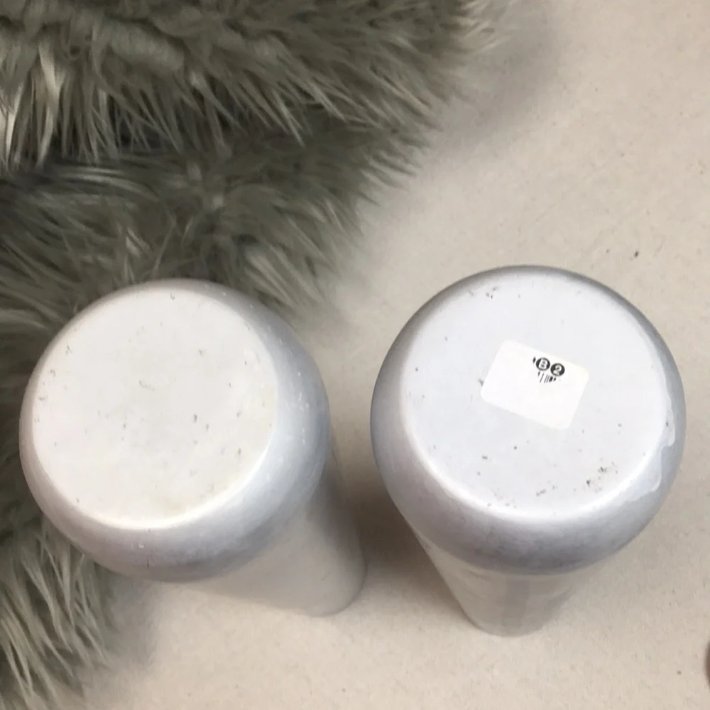 Pair Brushed Aluminum Metal Vases from CB2
